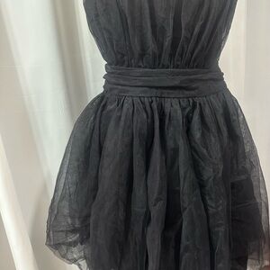 Black Strapless Fit and Flare Prom Dress
